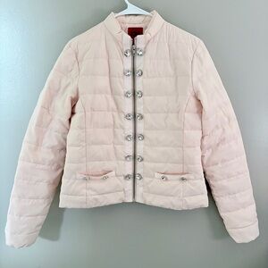 Ciao Milano Light Pink Jewel Embellished Puffer Jacket Size Small